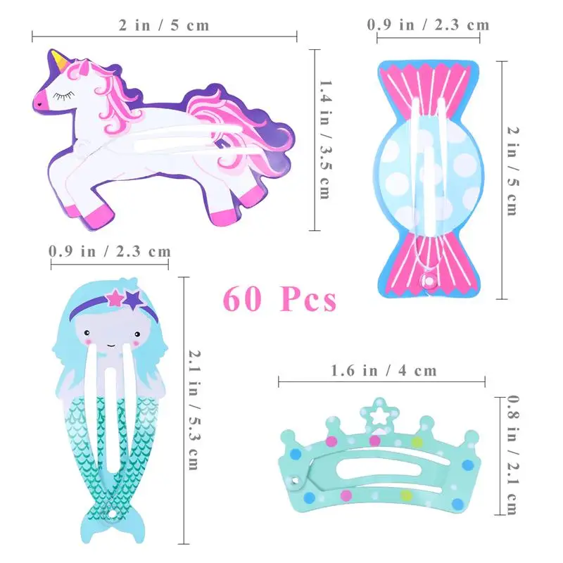 Frcolor 60 шт. милые Мультяшные цветные заколки для волос для девочек детские заколки