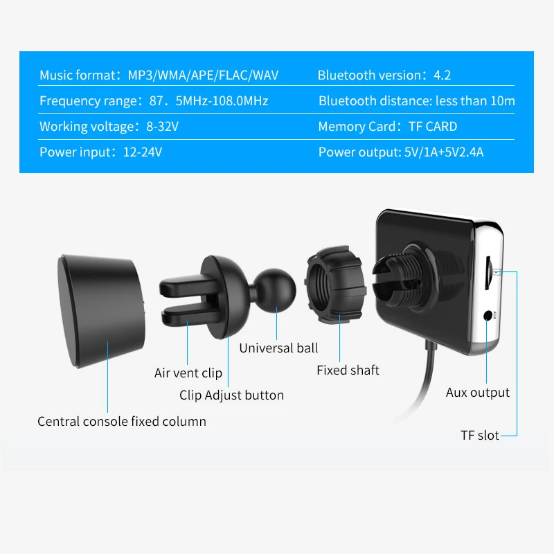 ANLUD Bluetooth Автомобильный fm трансмиттер Беспроводной автомобиля AUX модулятор Mp3