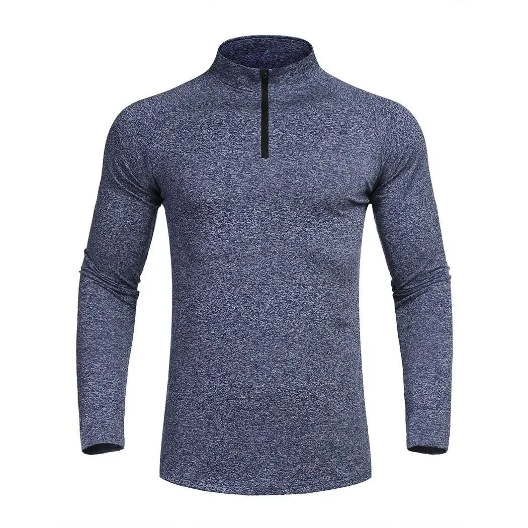 Men Fashion Round Neck Long Sleeve Solid Winter Spring Autumn Zipper Lightweight Casual Sporting T-shirt | Мужская одежда