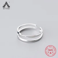 factory price 100 925 sterling silver fashion minimalism double layer open ring fine jewelry for female