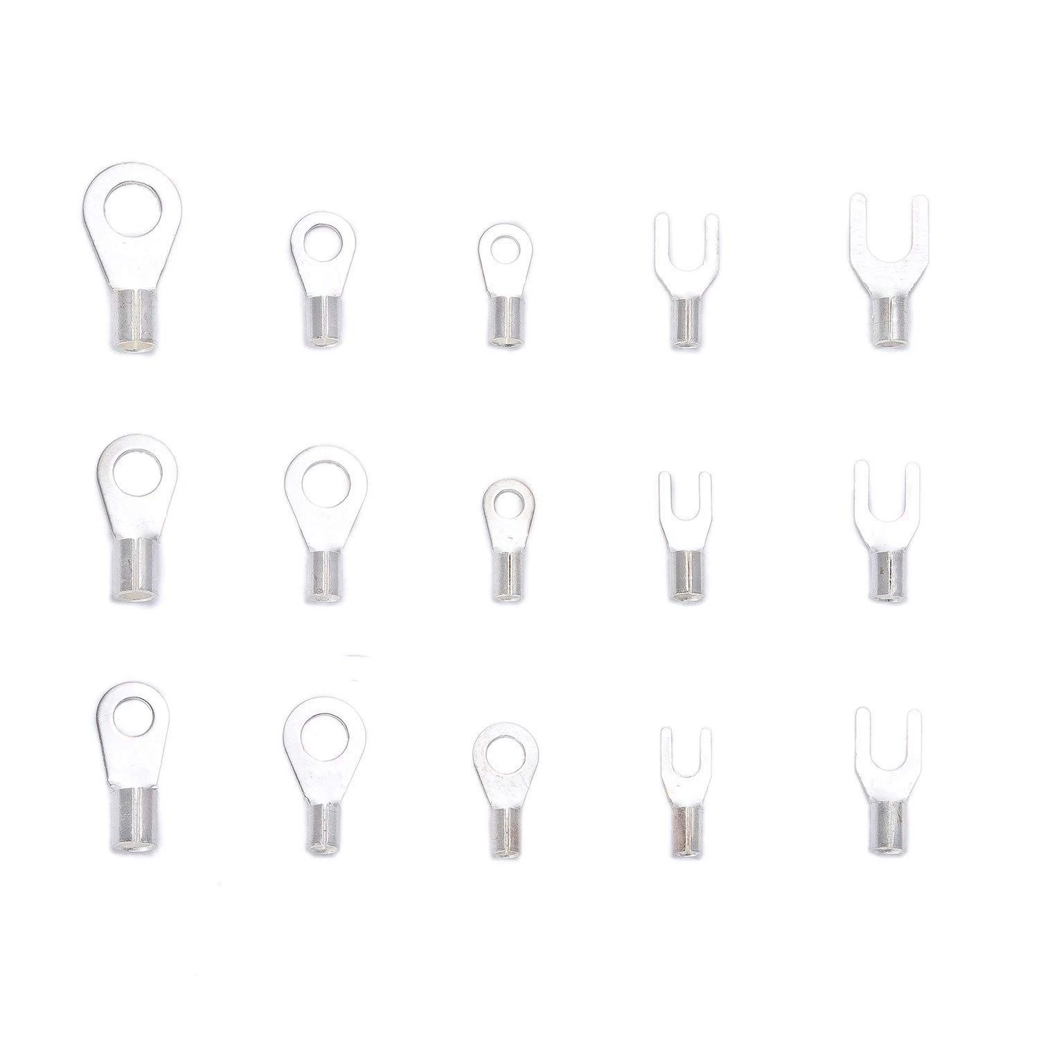 375 Pcs 15 in 1 Non-Insulated Ring Fork U-type Terminals Tin-Plated Copper Assortment Kit Cable Wire Connector Crimp Обустройство
