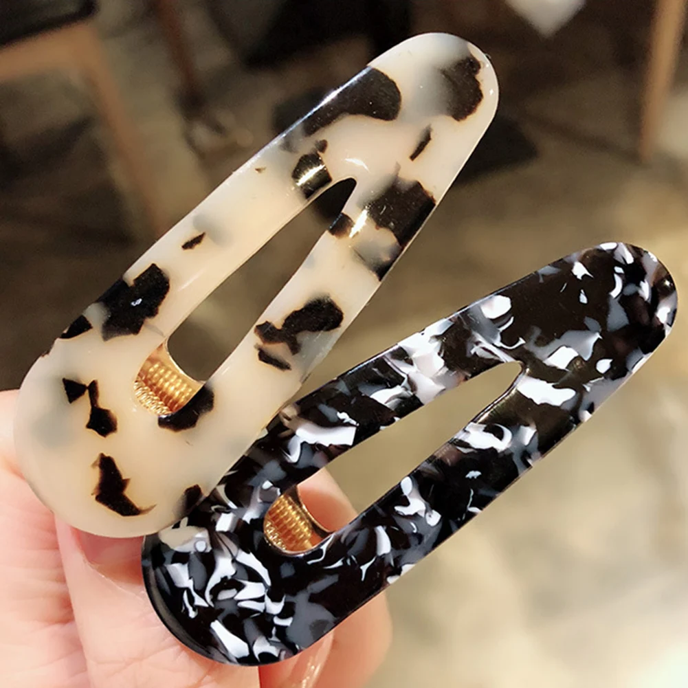 

2019 New Women Vintage Hair Clip Pins Acetic Acid Leopard Hairpins Geometric Waterdrop Hairpin Barrettes Lady Hair Accessories