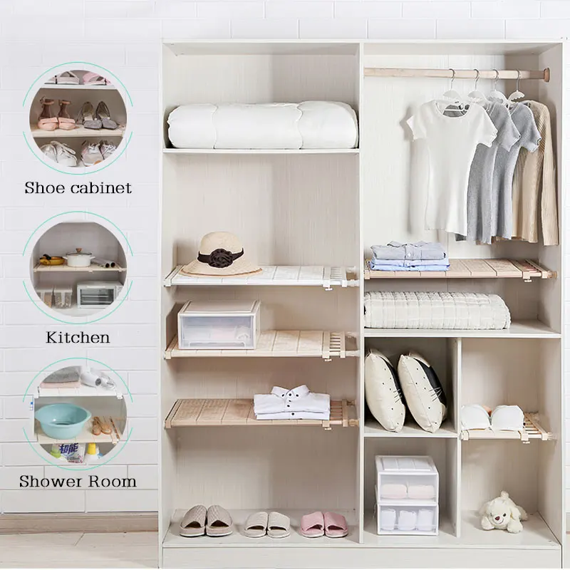Home Adjustable Kitchen Storage Rack Cabinet Cupboard Wardrobe Closet Organizer Shelf Wall Mounted Bathroom Holder | Дом и сад