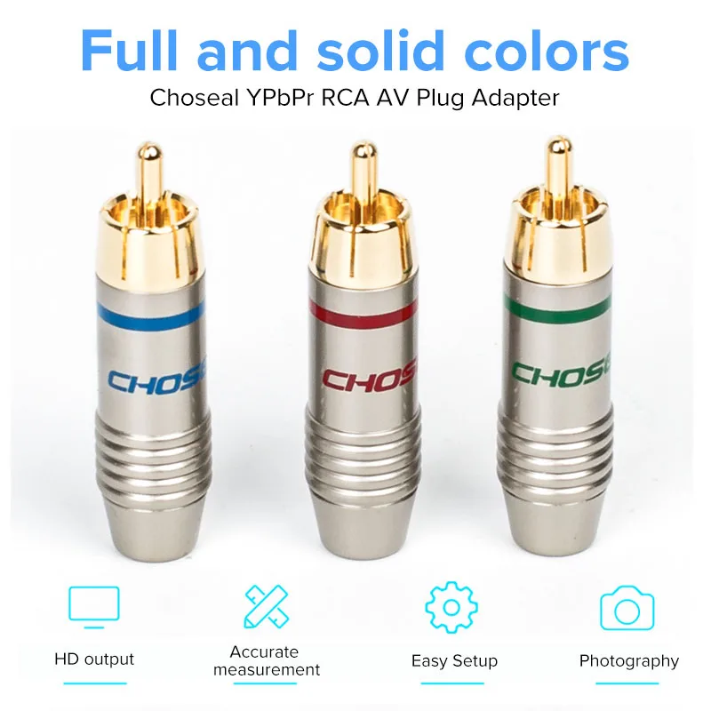 Choseal QS6045 3 шт. терминал rca AV разъем адаптера соединитель коаксиальный аудио кабель
