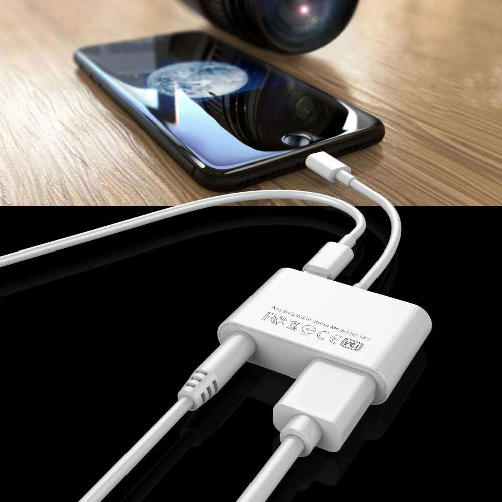 3 в 1 USB камера аудио адаптер для Lightning к Аудио ридер с зарядным портом 5 мм разъем