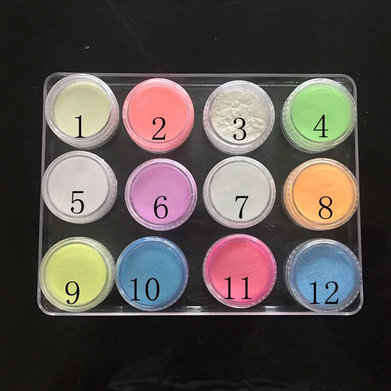 BELLE FILLE NEW 12 Colors Dust Luminous Pigment Fluorescent Powder Nail Glitters Glow In The Dark Glitter | Красота и здоровье