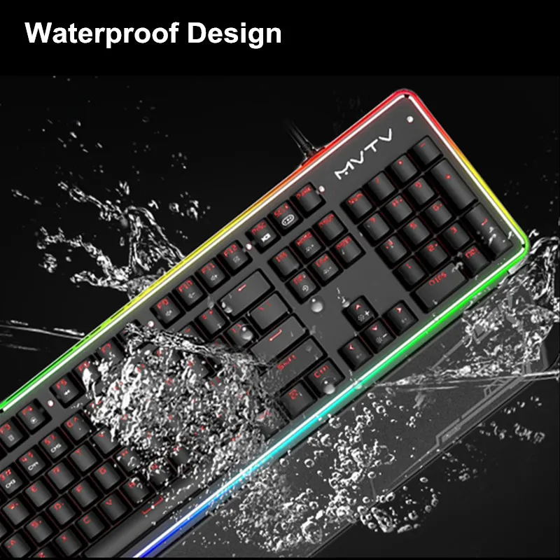 MVTV TK300 Mechanical Keyboard With RGB Backlight 104 Keys USB Wired Waterproof Gamer For Gaming IPX8 | Компьютеры и офис