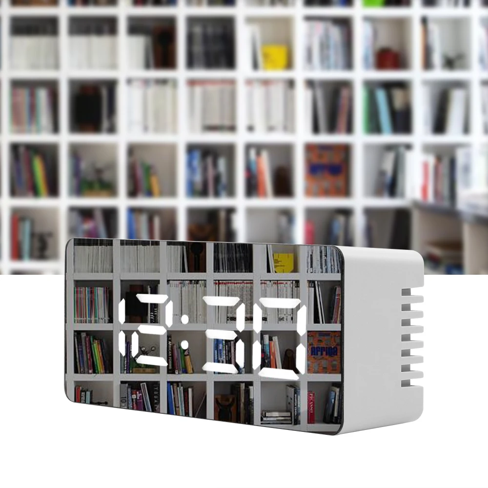 HOOMIN Digital LED Display Desktop Clock Thermometer USB & Battery Operated Table Alarm Clocks Mirror with Snooze Function | Дом и сад