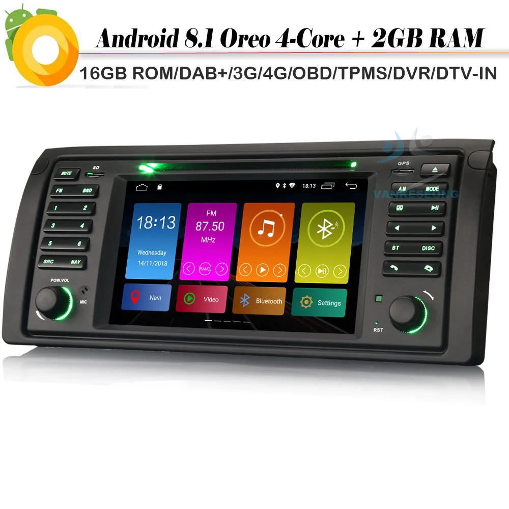 Автомобильное радио DAB + WIFI 4G BT DVD OBD Sat Navi 7 дюймов четырехъядерный Android 8 1
