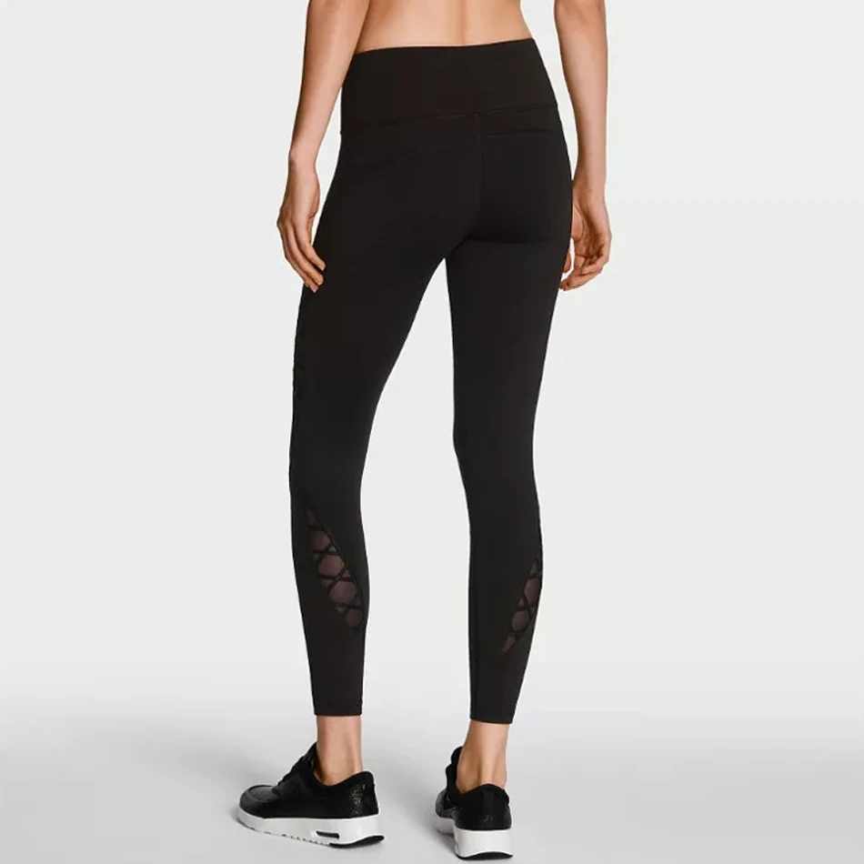 

Mesh Panel Side Yoga Pants High Waist Skinny Pink Yoga Leggings Tummy Control Fitness Exercise Leggings Workout Sport Gym Tights