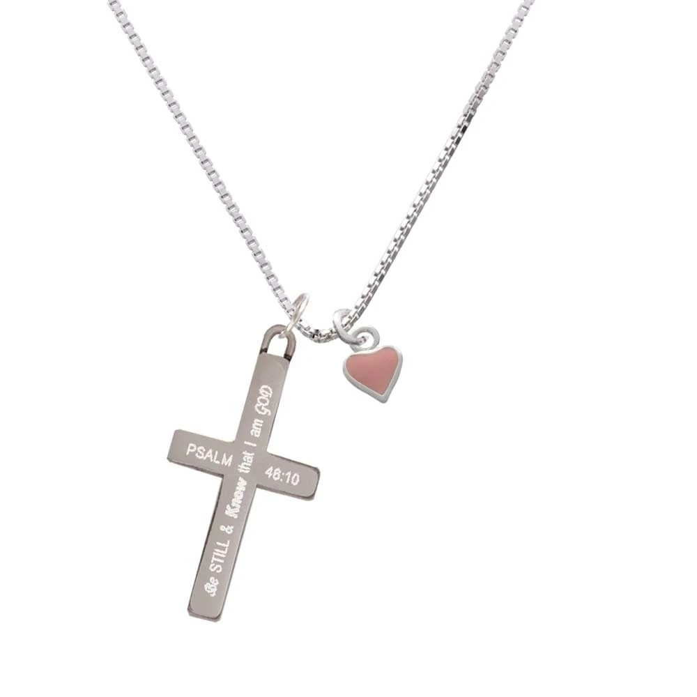 Мини двухстороннее розовое сердце Be Still and Know cross necklace|Подвески| |
