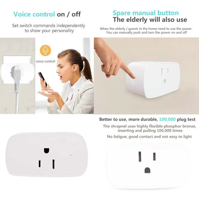 Us Plug Smart Wifi Power Socket Switch Work For Amazon Alexa Google Assistant Surpport Dropshipping | Обустройство дома