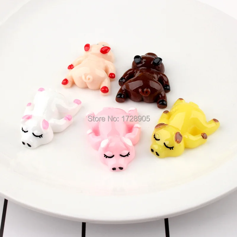 Рождественские поделки Lazy Pig из смолы кабошон с плоским основанием милые