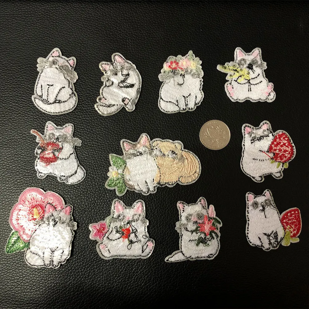 Нашивки с вышивкой Kawaii Totoro забавная аппликация в виде кошки детские блестящие