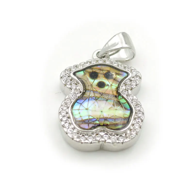 18*13*3 мм Micro Pave Clear CZ Gridding Abalone Shell Bear Charms подходит для изготовления ожерелья