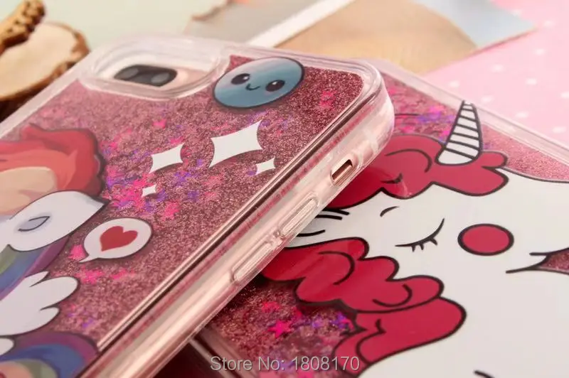Bling Dynamic Liquid Unicorn Horse TPU PC чехол для Iphone XR XS Max X 8 7 6 6S Plus Блестящий зыбучий песок