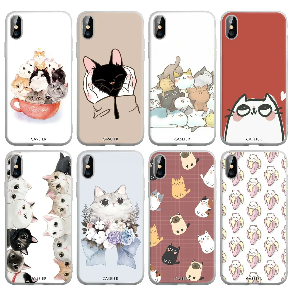 Чехол CASEIER Cute Kitty для Samsung Galaxy S10 S9 S8 Plus S10e TPU силиконовый чехол Cat A7 A3 A5 A6 2018 2017 |