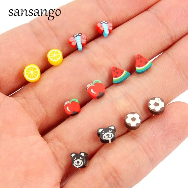 100 пара/лот разноцветный Комплект сережек для женщин и девочек серьги из сплава