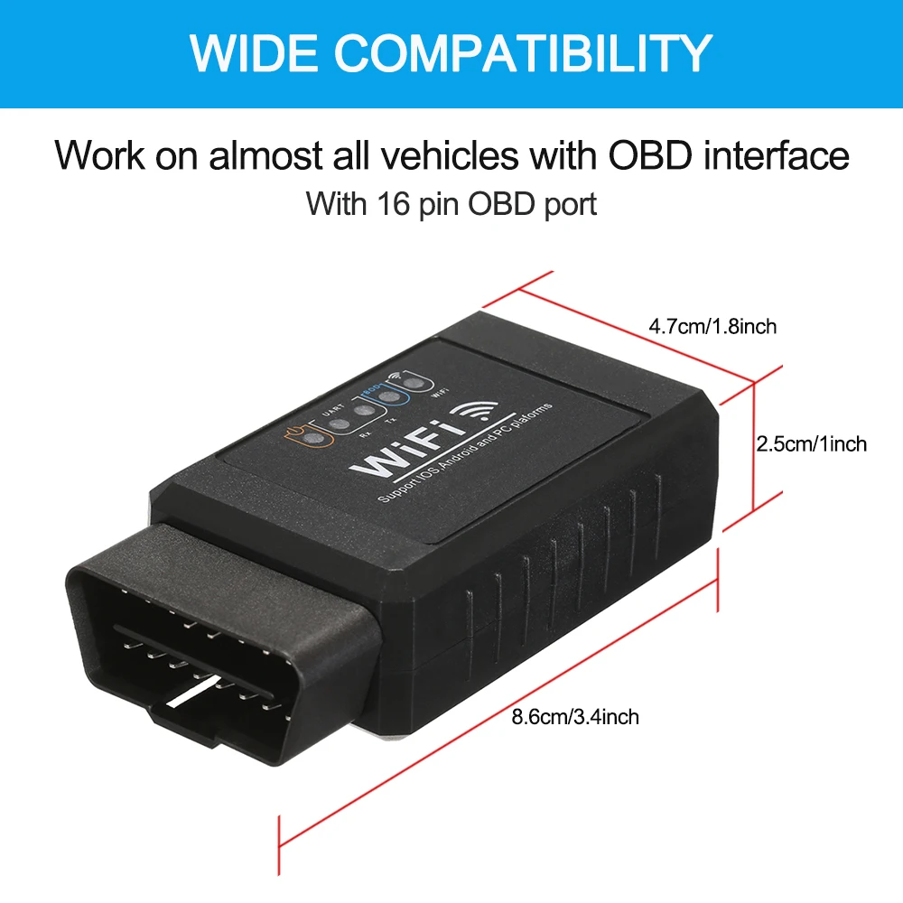 Диагностический сканер obd2 KKMOON OBDII с Wi Fi подключением для IOS Android
