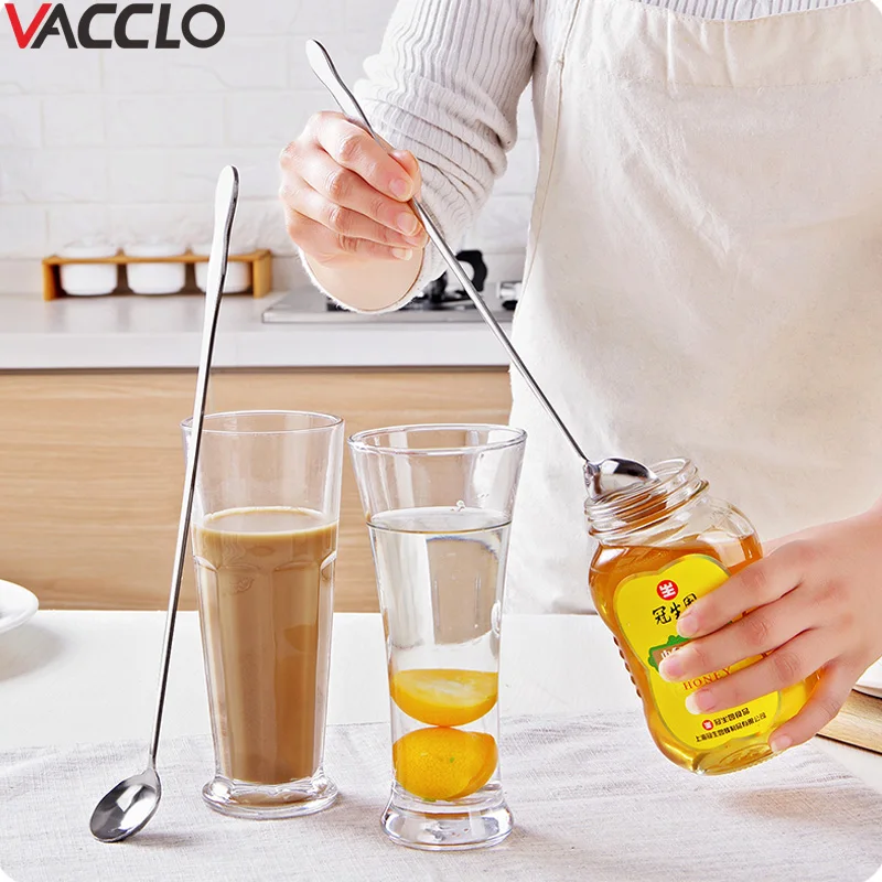 Ложка Vacclo из нержавеющей стали с длинной ручкой ложка для смешивания чая кофе
