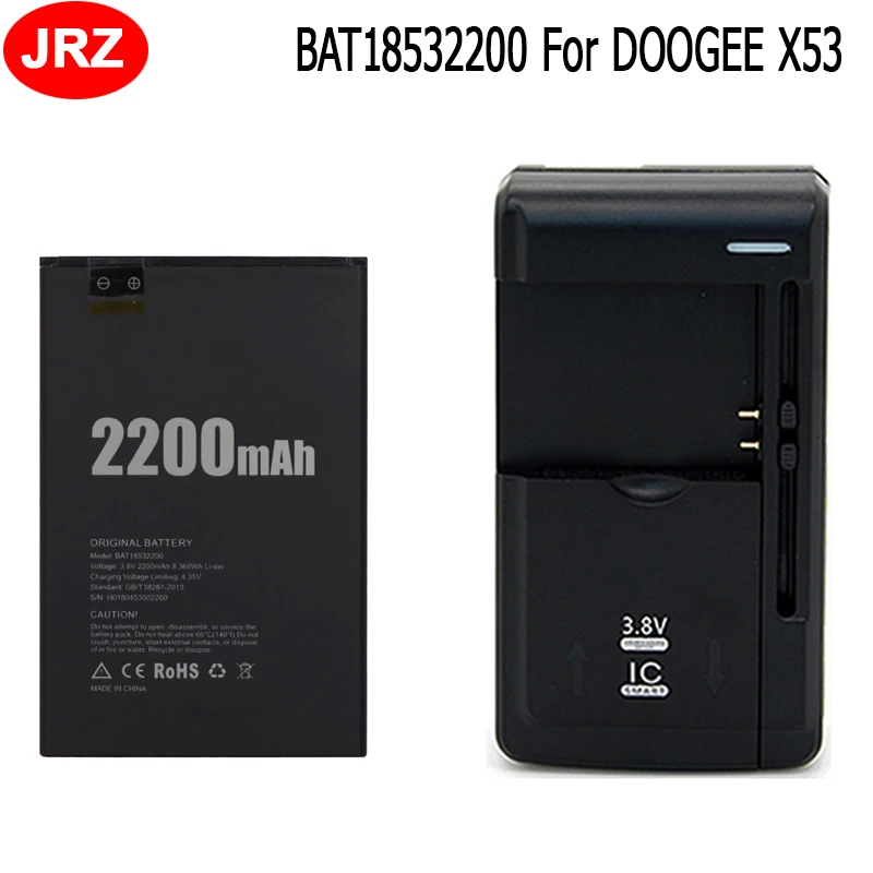 

1PCS+Charge JRZ BAT18532200 Phone Battery For DOOGEE X53 2200mAh 3.8V Top Quality Replacement Batteries For DOOGEE X53