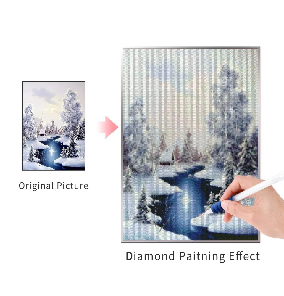 Алмазная живопись AZQSD зимний полный квадратный 5D DIY мозаика речной домашний декор