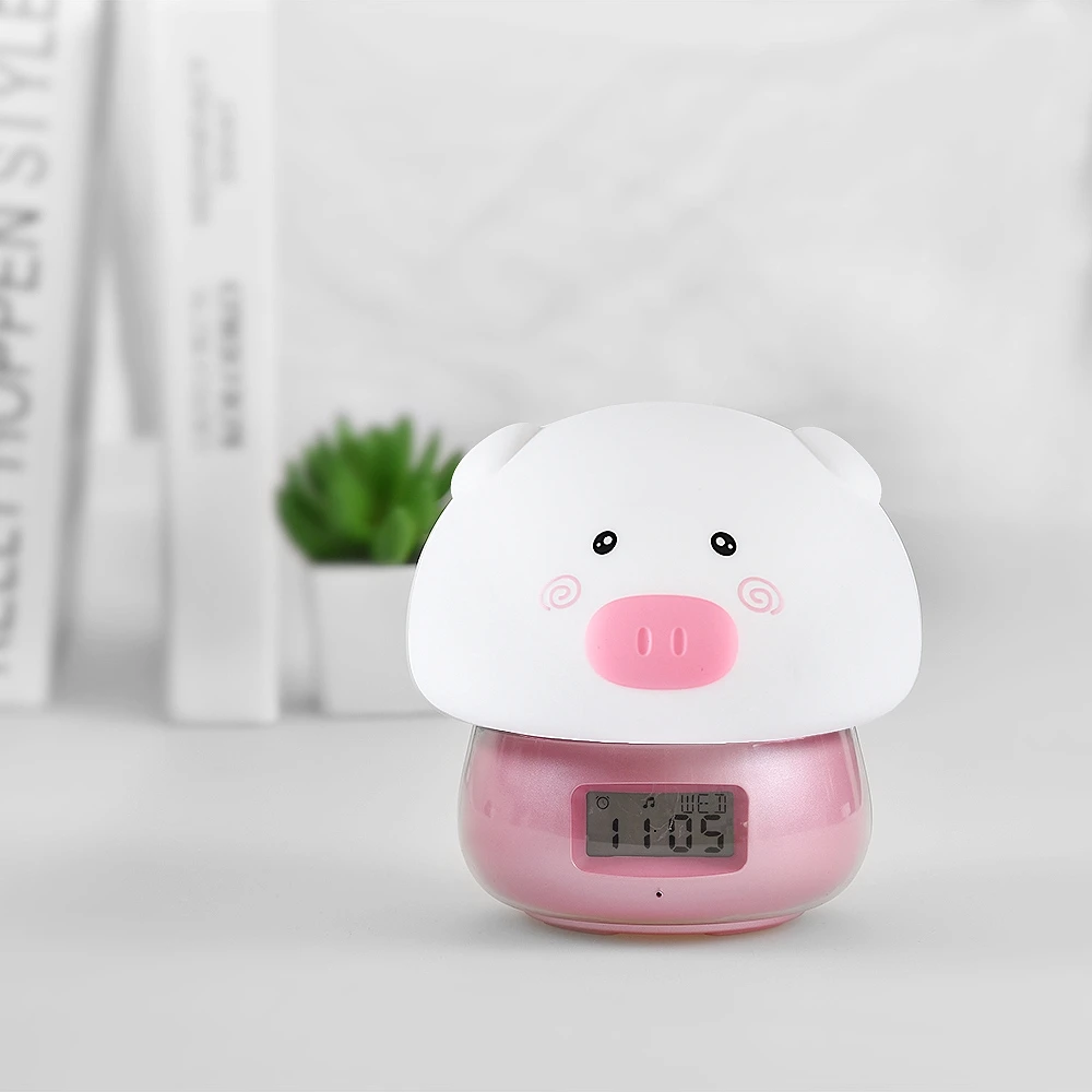 Kids Bedroom Usb Charging Alarm Clock Night Light Easy Setting Remote Control Soft Pat Cute Colorful Decorative Led Cartoon Pi | Дом и сад