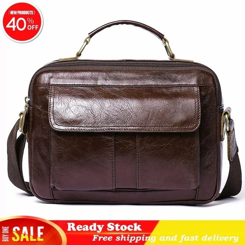 

Luxury brand Messenger Bag Men Genuine Leather Shoulder Crossbody Bags for Male Fashion Handbags Zipper ipad Totes briefcase New
