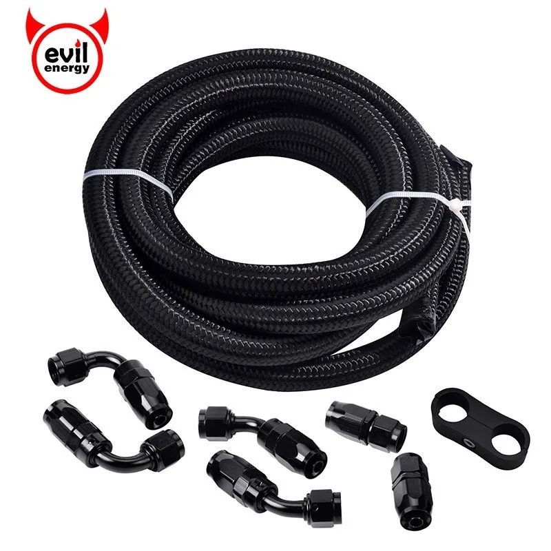 

evil energy AN10 0/45/90 Degree Aluminum Alloy Swivel Hose End Oil Cooler Hose Adapter+3M Double Nylon Braided Fuel Hose Line