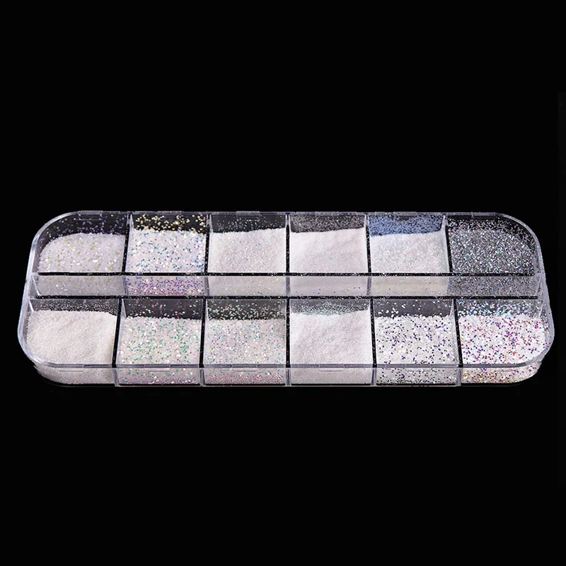 3D дизайн ногтей * блестящие белый переливающийся Блеск порошок пыли смесь горшок