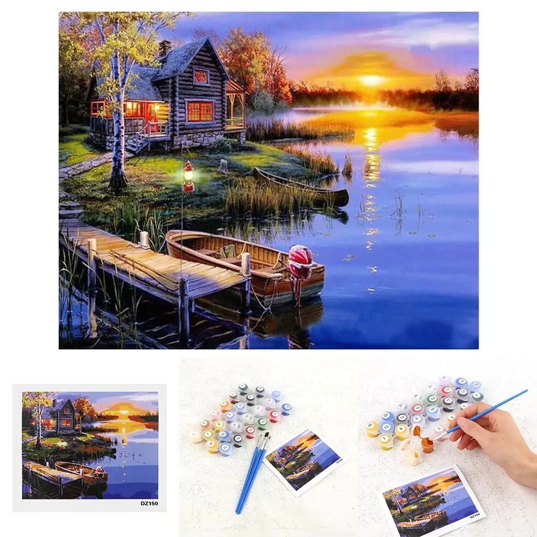 Дом масло страна отель квадратная картина DIY окрашенные дома как ручная для