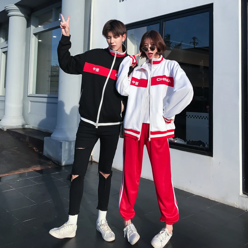 2018 Autumn Men's New streetwear Lovers Dress Spelling Color Stand Lead loose Written Words Printing Ulzzang Baseball Take Class | Мужская