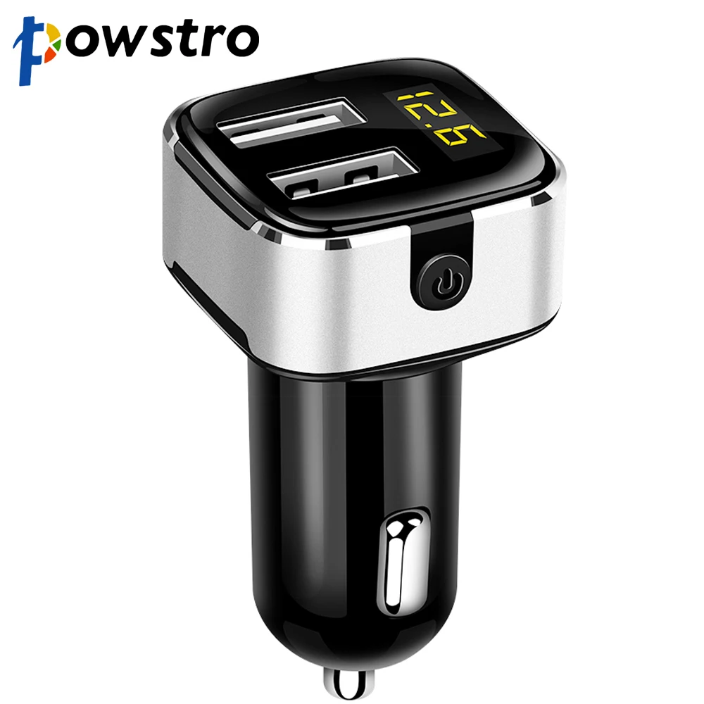 Автомобильное зарядное устройство Powstro 3.1A с двумя usb портами вольтметр