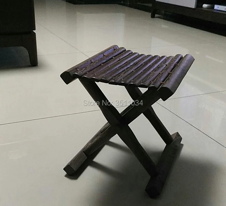 

Portable folding Maza stool fishing stool Japanese Antique Stool Chicken-Wingwood Living Room Portable Small Wood Low Stool