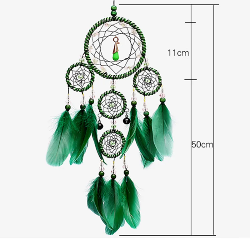 

Green memory interior decoration 5 ring dream trap turquoise pendant to send friends gifts gifts handmade crafts