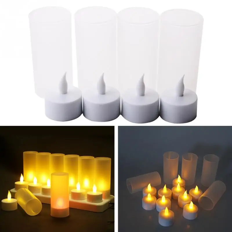 Светодиодные свечи 12 основы свет перезаряжаемый мерцающий беспламенный телайт