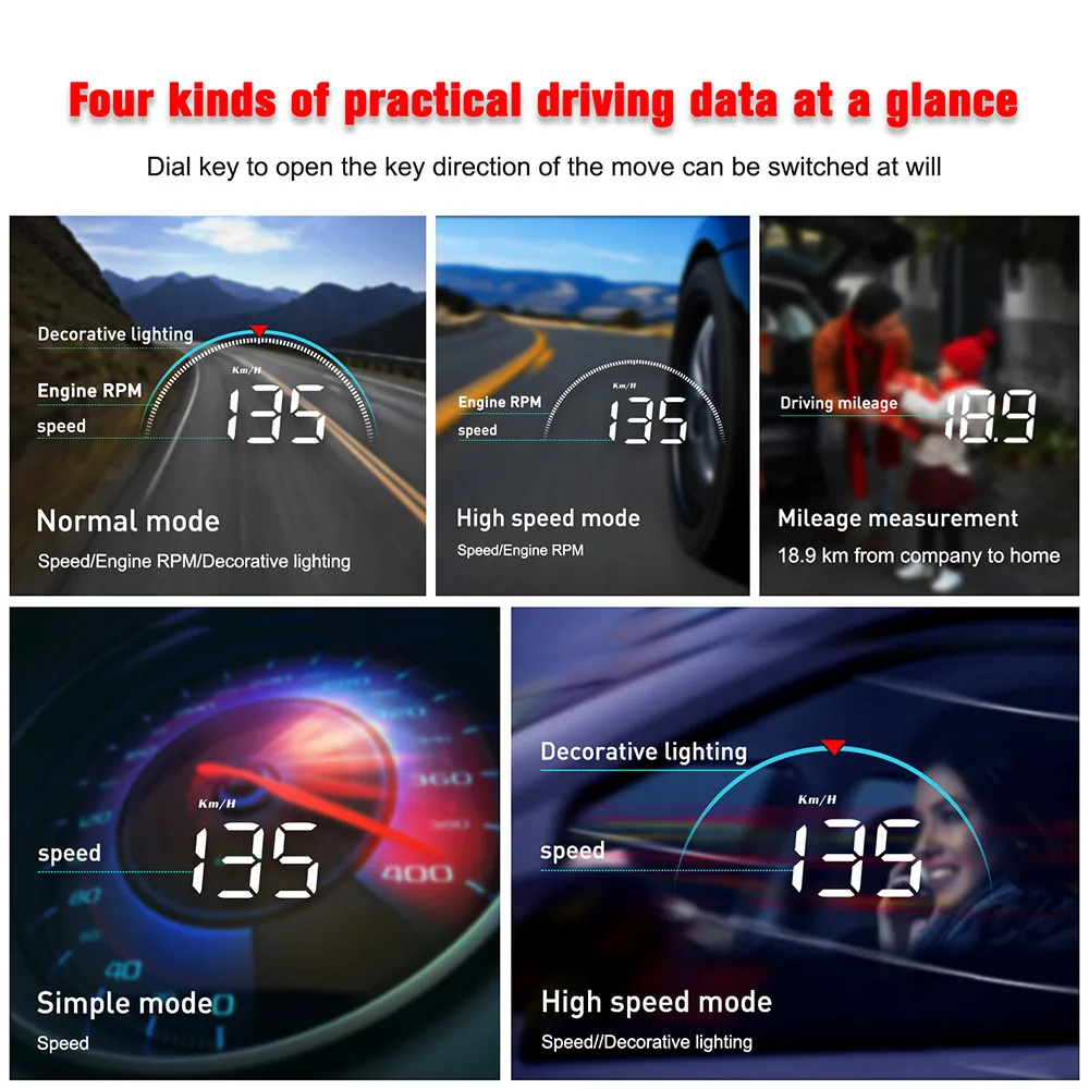 Автомобилей HUD Head Up Дисплей OBD2 OBDII над скоростью Предупреждение Системы проектор