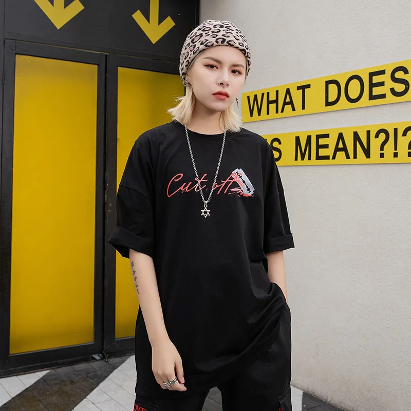 2019 summer new dropshipping blade drop blood print short-sleeved shirt men and women couple casual oversized fashion T-shirt | Мужская