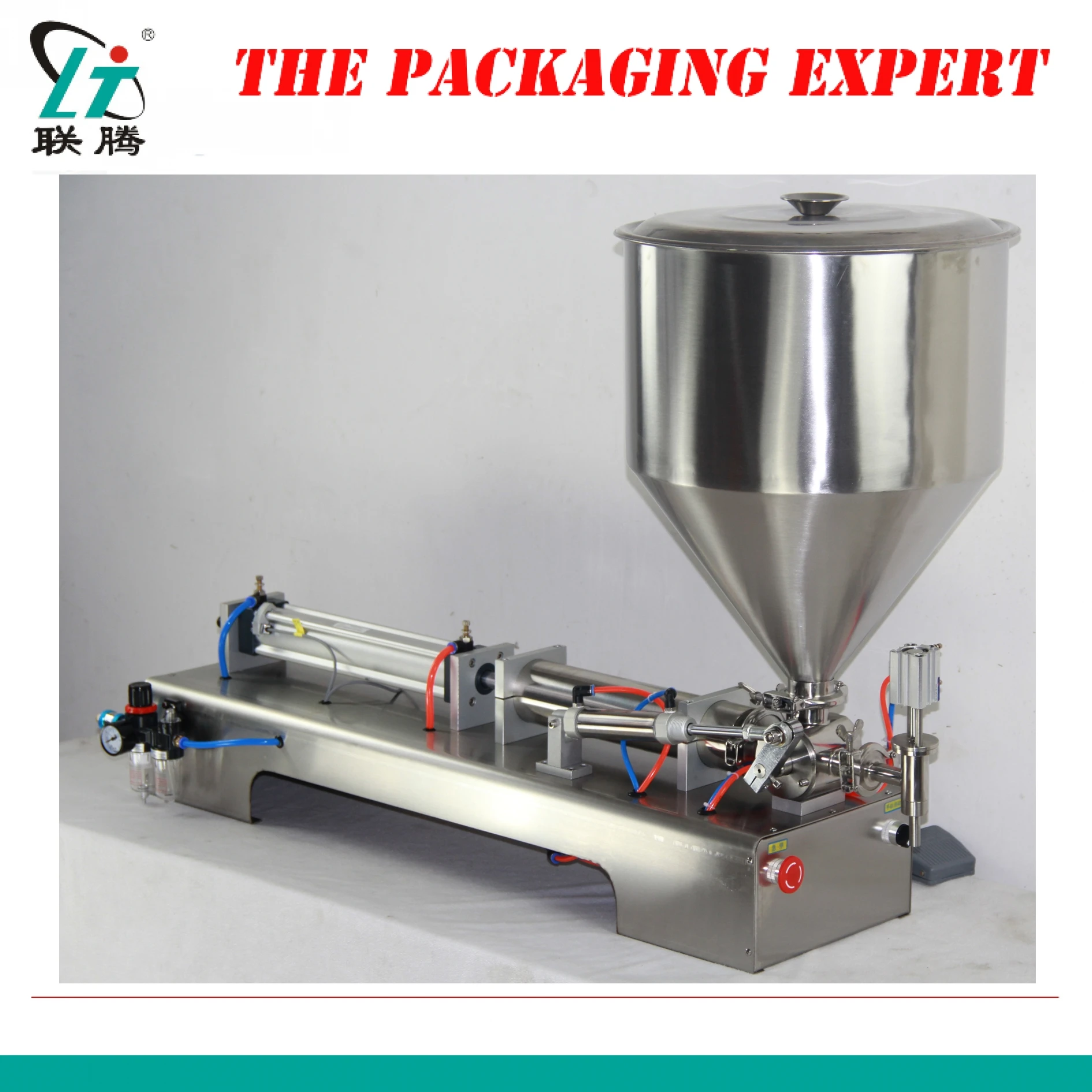 

Paste Filling Machine Nial Polish Shampoo Lotion Cream Yoghourt Honey Juice Sauce Jam Gel Pneumatic Piston Filler Hopper