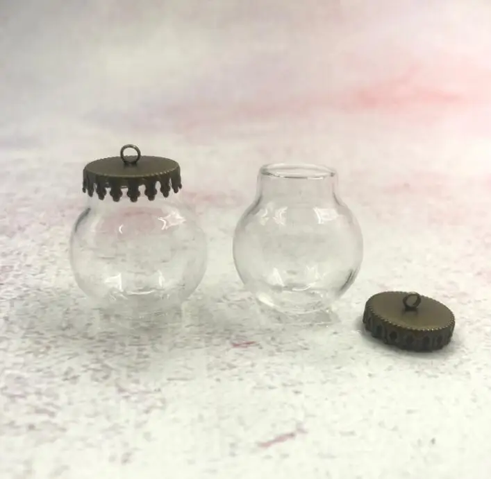 10pcs/lot 25x15mm Glass bubble orb with 6 color crown tray base set glass vials pendant globe bottle jewelry finding Gifts | Дом и сад