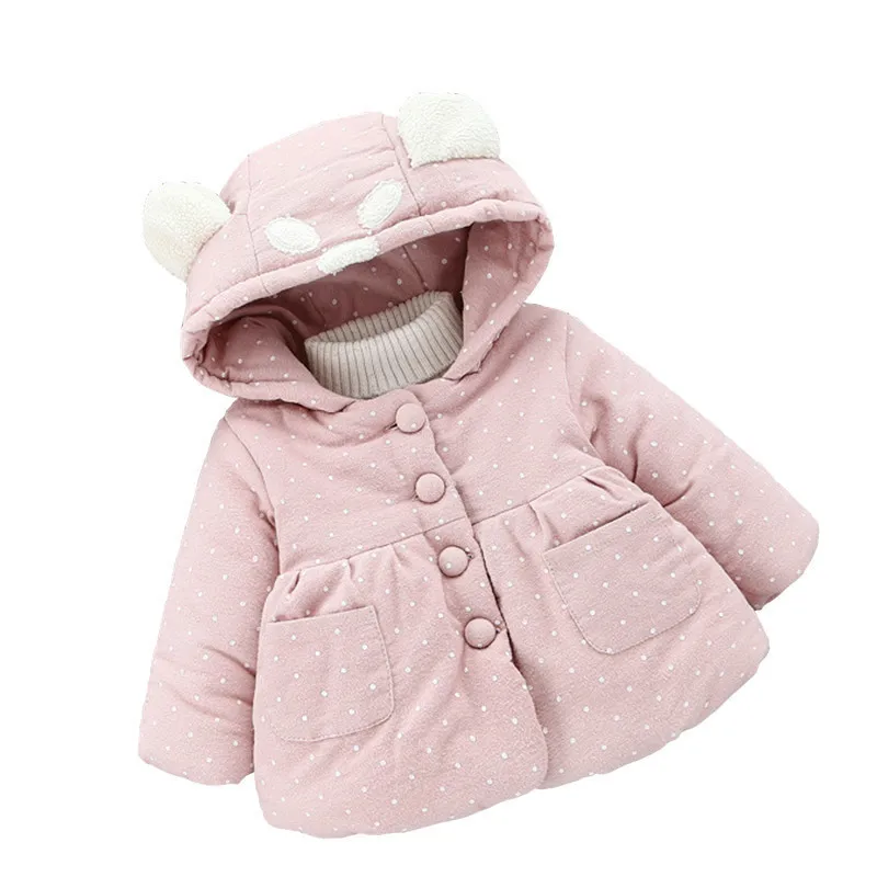 2019 Newborns Winter Overalls For Girls Outerwear Thick Warm Baby Wears Coats Long Sleeve Hooded Dot Children's Jackets |