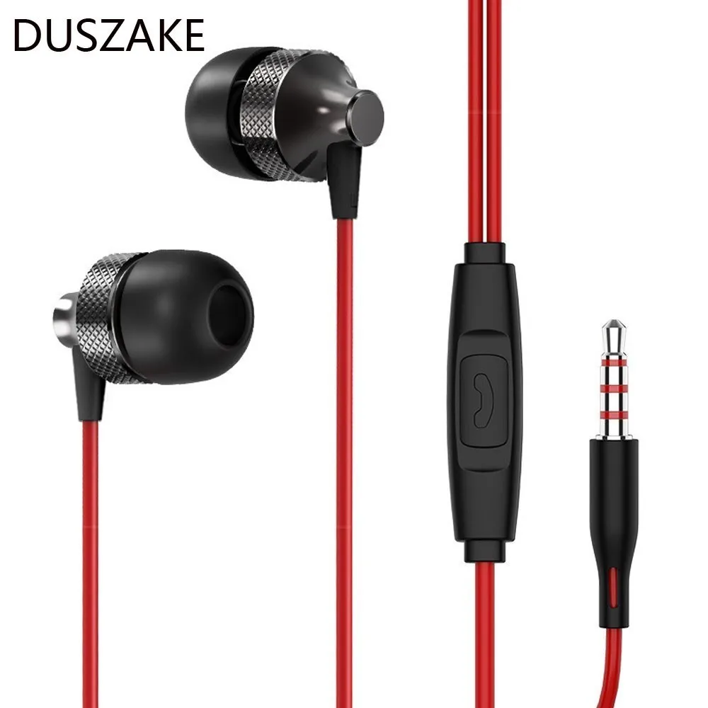 Duszake наушники вкладыши с басами спортивные микрофоном для Xiaomi IPhone Samsung гарнитура