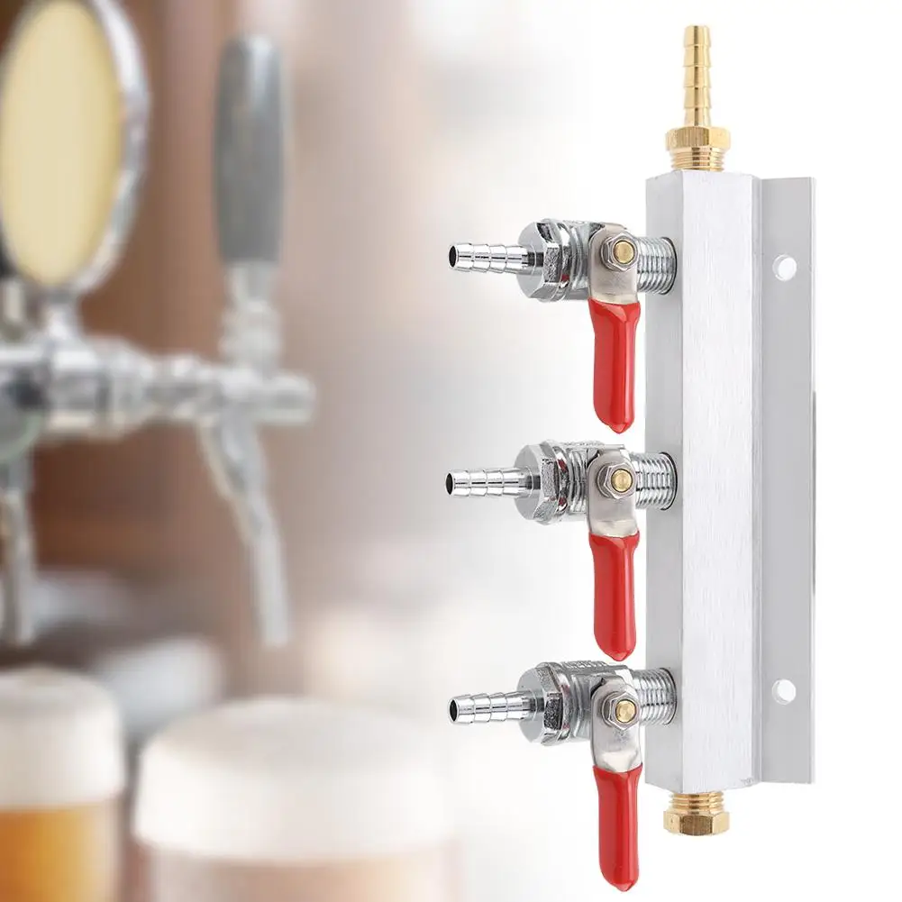 

3 Way CO2 Gas Distribution Manifold Beer Dispensing Barrel Dispenser Home Air Gas Manifold Distribution Splitter Beer homebrew