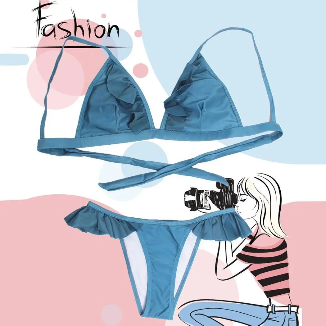 2 шт Для женщин Мода оборками с v образным вырезом топ Бюстгальтер пикантные