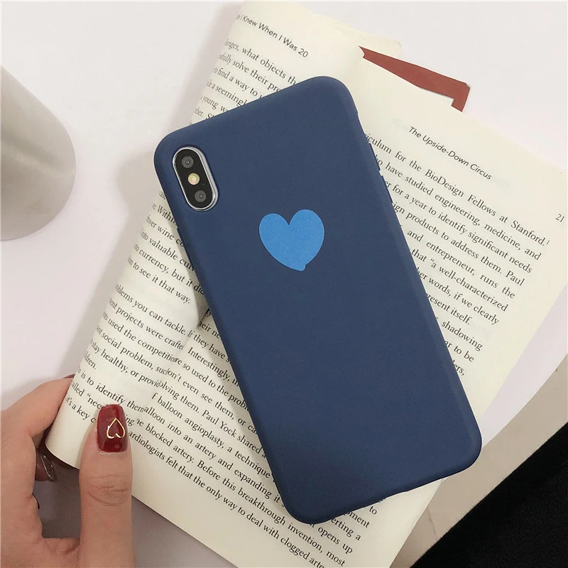 Plain Love Heart Phone Case For iPhone X XS Max XR Soft TPU Silicon Back Cover for 6 6s 7 8 Plus 10 Protective Cases |