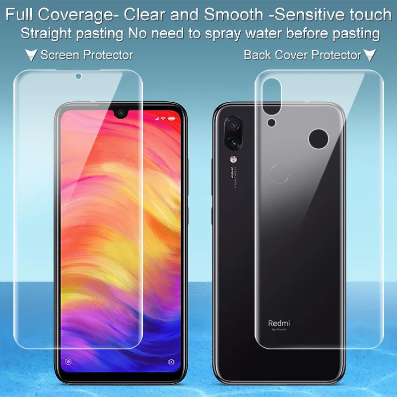 Imak Гидрогелевая пленка для Xiaomi Redmi Note 8 7 Pro задняя Передняя Задняя Защитная Прозрачная Олеофобная пленка