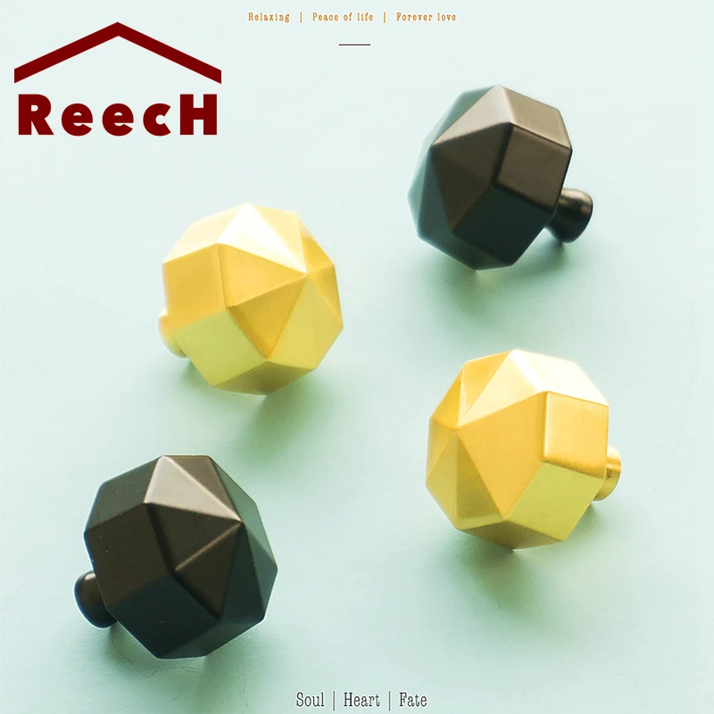 REECH дизайн алмазной формы ручки из золотистого и черного цинкового сплава для