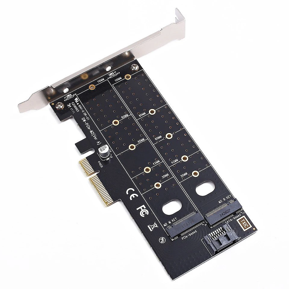 Двойной адаптер M.2 Pcie M2 Ssd Nvme (ключ M) или Sata B) 22110 2280 2260 2242 2230 к Pci-E 3 0X4 хост-контроллер