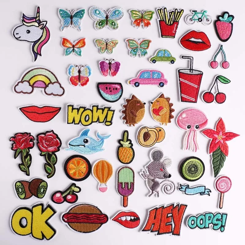 Мультфильм насекомое фрукты вышитые бабочки нашивки одежда значки для детей