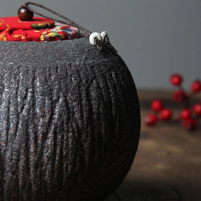 Черный дзен японский стиль винтаж грубая керамика чай Caddy керамический Caddies